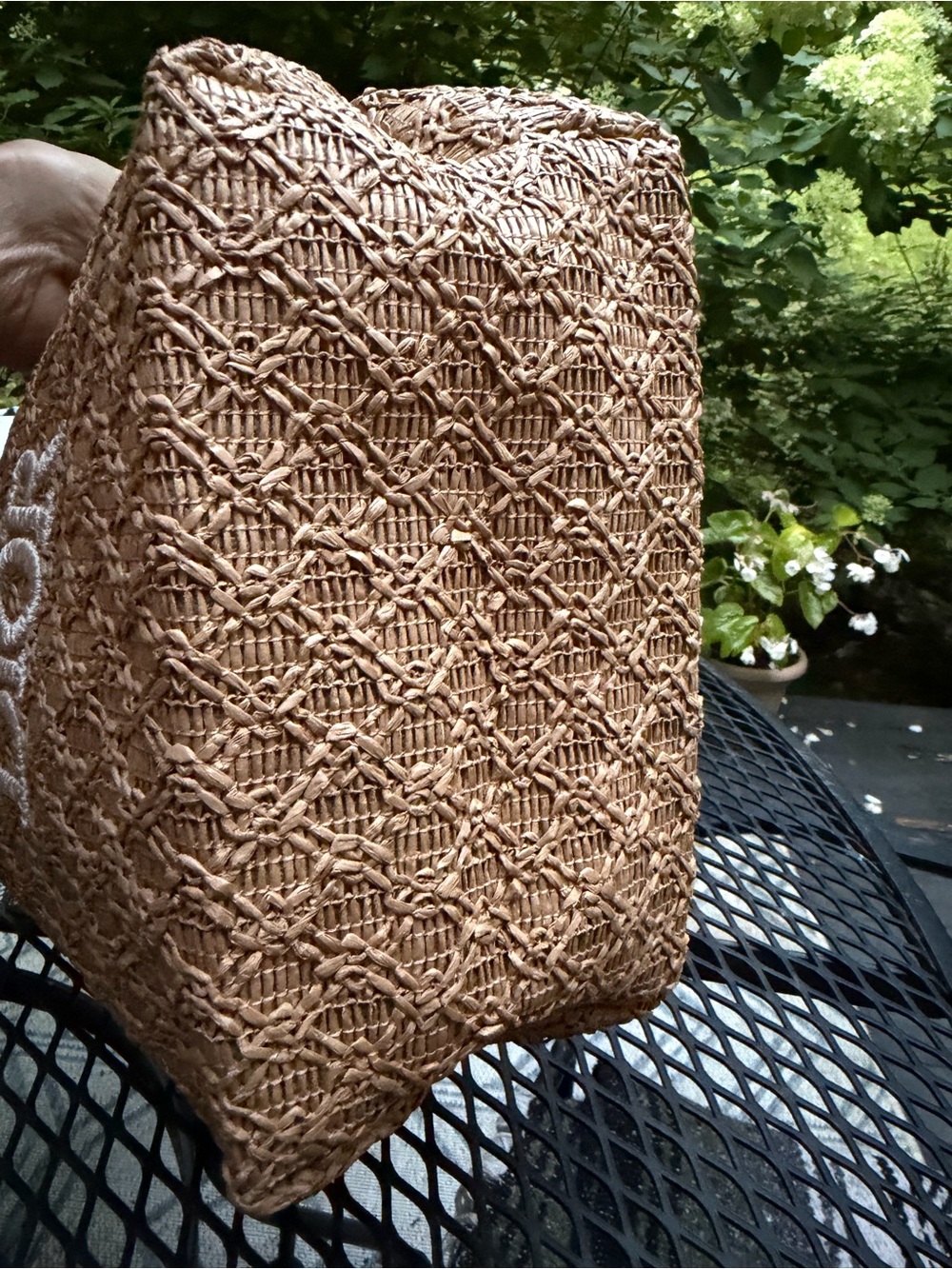 Dior Tan Woven Tote with White DIOR Embroidery - Picture 5 of 7